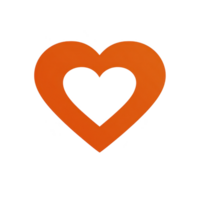 Orange heart symbol with hollow center, representing love and affection. simple design is bold and eye catching, suitable for various creative projects png