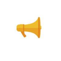 Bright yellow megaphone icon with simple design, symbolizing communication and announcements. image conveys sense of urgency and attention png