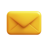 3D illustration of yellow envelope icon, symbolizing email or messaging, with smooth and glossy finish. design is simple and modern, often used in digital communication contexts png