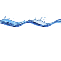 Dynamic splash of clear blue water gracefully arcs across transparency background, capturing fluid motion and energy of liquid. image conveys freshness and vitality png
