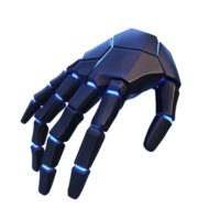 Futuristic robotic hand with sleek design and glowing blue accents, showcasing advanced technology and innovation. metallic structure and articulated fingers suggest precision and dexterity png