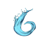 Splash of water forms shape of number six, with dynamic droplets and fluid motion against transparency background. image captures essence of movement and fluidity png
