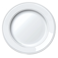 Simple white ceramic plate with glossy finish, viewed from above, isolated on transparency background. plate clean and minimalist design makes it ideal for various dining settings png
