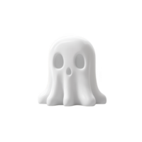 Cute, white ghost figurine with smooth, glossy finish and hollow eyes and mouth, resembling playful Halloween decoration. ghost appears to be floating with whimsical expression png