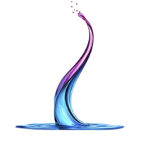 Vibrant, abstract splash of water with twisting, colorful gradient of blue and purple, creating dynamic and fluid motion. image conveys sense of energy and creativity png