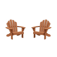 Two wooden Adirondack chairs are placed side by side, showcasing their classic slatted design and comfortable armrests, perfect for outdoor relaxation png