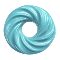 Glossy, swirling blue abstract shape resembling twisted torus with shiny surface and smooth texture. design is modern and artistic, evoking sense of fluidity and motion png