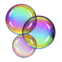 Colorful iridescent soap bubbles overlapping transparent background, showcasing spectrum of vibrant hues and reflections. bubbles appear delicate and translucent, creating whimsical and playful png