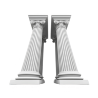 Two classical white columns with intricate capitals stand side by side, showcasing elegant architectural design. columns are fluted and have timeless, majestic appearance png