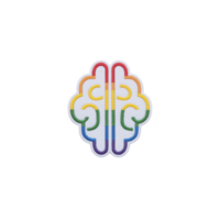 Colorful brain illustration with rainbow gradient symbolizes creativity and diversity. design is simple and vibrant, set against plain background, emphasizing inclusivity and imagination png