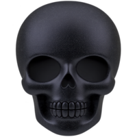 Dark, stylized skull with smooth texture and minimalistic design, evoking mysterious and eerie atmosphere. skull is depicted in frontal view, emphasizing its symmetrical features png