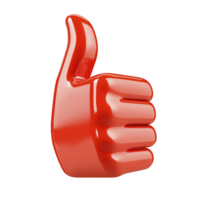 shiny red thumbs up icon symbolizes approval or positivity, often used in digital communication to express agreement or satisfaction. Its glossy finish adds modern touch png