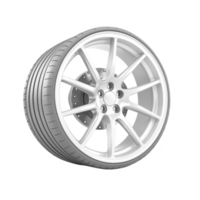 sleek, modern alloy wheel with detailed tire tread pattern, showcasing stylish design. wheel features multiple spokes and polished finish, ideal for enhancing vehicle aesthetics png