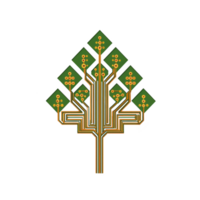 tree shaped circuit board design with green and gold elements symbolizes fusion of technology and nature, representing innovation and sustainability png