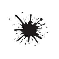 black ink splatter with irregular edges and scattered droplets on transparency background, creating dynamic and artistic effect. This abstract design can be used for creative projects png