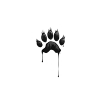 black paw print with dripping effect creates bold and artistic impression, symbolizing animals or pets. design is simple yet striking, evoking sense of mystery and creativity png
