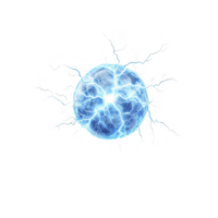 glowing blue energy sphere crackles with electric sparks against transparency background, creating dynamic and powerful visual effect. vibrant electricity arcs outward, suggesting intense energy png