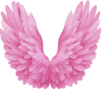 Pink angel wings with soft feathers, symbolizing freedom and grace, isolated on transparency background. vibrant color and delicate texture evoke sense of fantasy and elegance png