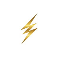 This features golden lightning bolt symbol transparency background, representing energy and power. sleek design and metallic finish give it modern and dynamic appearance. lightning bolt symbol png