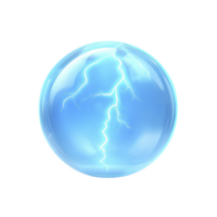 glowing blue sphere with electric lightning inside creates dynamic and energetic visual effect. transparent orb showcases bright, jagged lines of electricity, giving sense of power and movement png