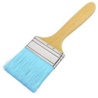 wooden handled paintbrush with soft blue bristles is isolated on transparency background, showcasing its clean and simple design png