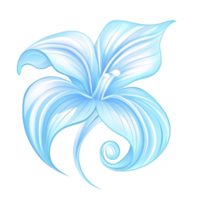 delicate, stylized blue flower with swirling petals and graceful design, evoking sense of elegance and tranquility. soft hues and intricate details create serene visual png