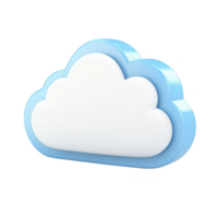 3D illustration of white cloud with blue outline, symbolizing cloud computing or storage. design is simple and modern, conveying sense of technology and innovation png