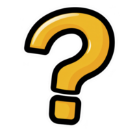 vibrant yellow question mark with bold black outline stands out against transparency background, symbolizing curiosity and inquiry. playful design adds touch of fun to classic punctuation mark png