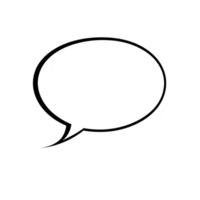 simple black outline of speech bubble on transparent background, often used in comics or graphic design to indicate dialogue or thoughts png