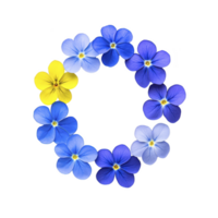 vibrante círculo do azul e amarelo flores arranjado gradiente padrão, criando harmonioso e olho pegando Projeto. pétalas transição suavemente a partir de luz para Sombrio azul, com solteiro amarelo flor png