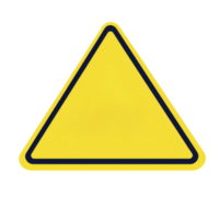 yellow triangular warning sign with black border, commonly used to indicate caution or alert for potential hazards. bright color and shape are designed to attract attention png