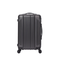 sleek black hard shell suitcase with four wheels, designed for travel convenience and durability. suitcase features ribbed texture and sturdy handle for easy maneuverability png