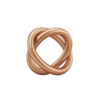 This features shiny, metallic, intertwined knot with smooth surface, resembling sculpture or abstract art piece. object has copper or bronze color, creating modern and elegant appearance png