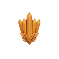 orange crystal cluster with sharp, angular facets and glossy finish, resembling stylized gemstone. design is symmetrical and appears to be floating against plain background png