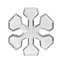 clear, geometric snowflake design with six symmetrical arms, showcasing modern and minimalist style. transparent structure highlights its intricate and precise shape png