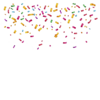 Colorful confetti pieces scattered in air create festive and joyful atmosphere, perfect for celebrations and parties. vibrant colors add excitement and energy to any event png