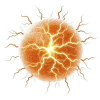 glowing orange sphere with electric sparks radiating outward, resembling powerful energy source or plasma ball, creating dynamic and energetic visual effect png