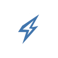 blue lightning bolt symbol on transparency background, representing energy and power. sharp angles and vibrant color convey sense of speed and intensity png