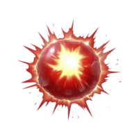 vibrant, glowing red energy sphere with bright yellow center and dynamic, fiery edges, resembling explosion or magical orb. design is striking and intense png