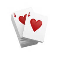 stack of playing cards featuring ace of hearts on top, symbolizing luck and strategy in card games. vibrant red heart stands out against transparency background, evoking excitement png