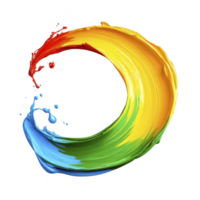 vibrant swirl of red, yellow, green, and blue paint forms dynamic circular shape, symbolizing creativity and energy. brushstrokes are bold and expressive, creating sense of movement png