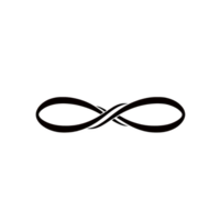 elegant black infinity symbol on transparent background, representing endless possibilities and continuity. smooth curves create sense of balance and harmony png