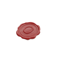 red wax seal with embossed oval design, symbolizing authenticity and tradition, is displayed on transparency background. seal texture and color evoke sense of elegance and formality png