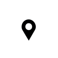black location pin icon is centered on transparent background, symbolizing navigation or map location. simple design is commonly used in digital maps and GPS applications. location pin icon png