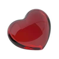shiny red glass heart with smooth surface, symbolizing love and affection, isolated on transparency background. heart glossy finish reflects light, adding touch of elegance png