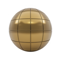 shiny golden sphere with grid pattern reflects light, creating futuristic and elegant appearance. metallic surface adds luxurious touch, making it ideal for modern design concepts png