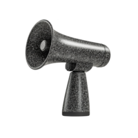 sleek, modern megaphone with textured black and white speckled design, standing upright. megaphone unique pattern adds stylish touch to its functional form png
