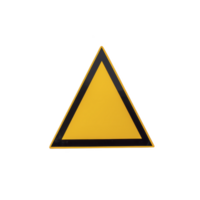 yellow triangular warning sign with black border, symbolizing caution or alert. simple design is often used for safety warnings in various environments png