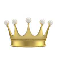 golden crown adorned with pearls, symbolizing royalty and elegance, is depicted against transparent background. crown intricate design and luxurious appearance convey sense of majesty png