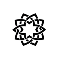 black geometric star pattern with interlocking lines creates symmetrical and intricate design, evoking sense of balance and harmony. design is simple yet elegant, suitable for various decorative png
